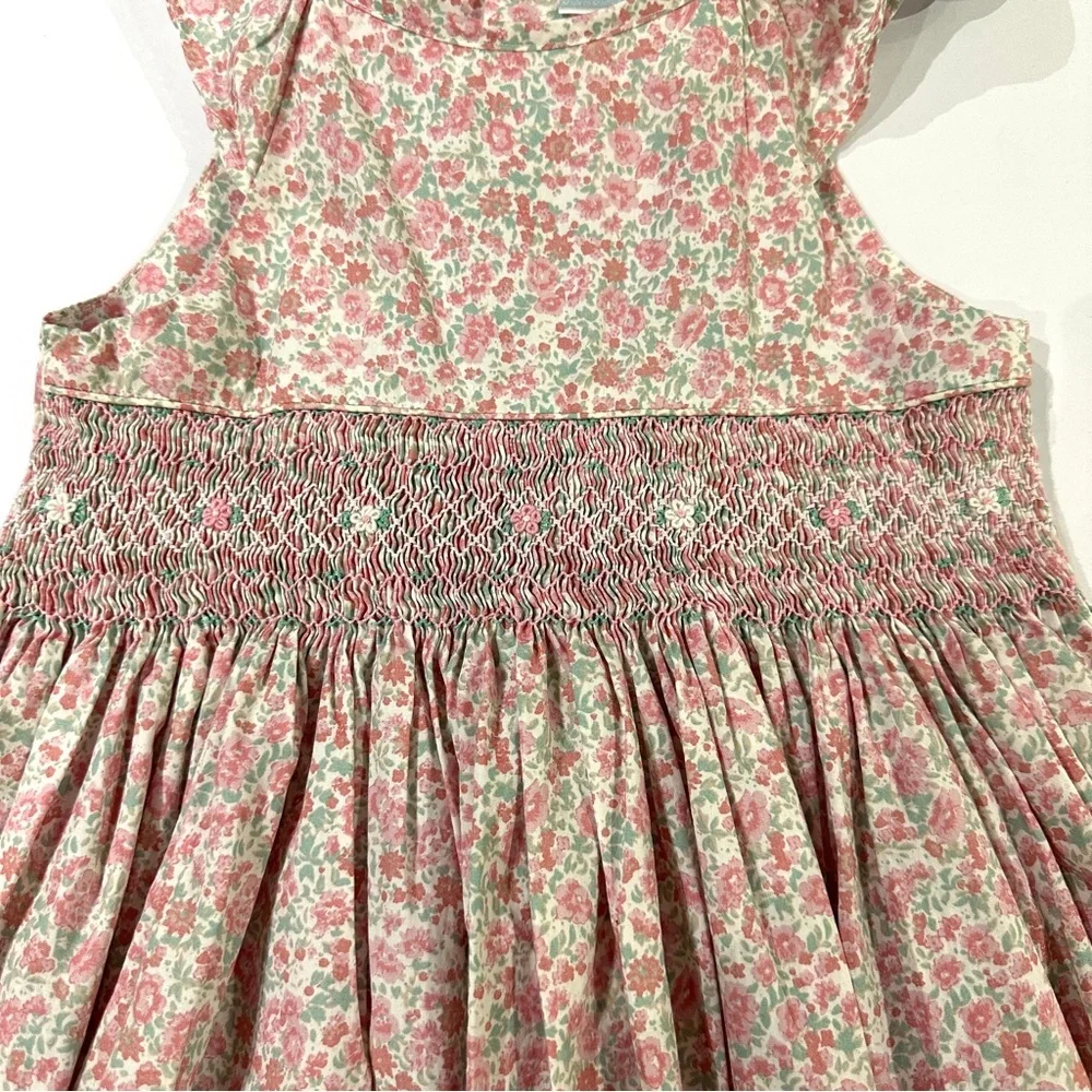 Edgehill Collection Girl’s Pink Floral Smocked Flutter Sleeve Dress